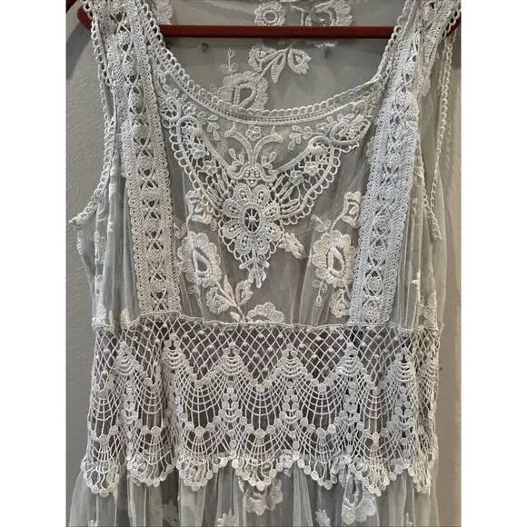 Sundance Dress 16 Lace Floral Embroidered Love Always Coquette Delicate Dainty - Picture 4 of 13